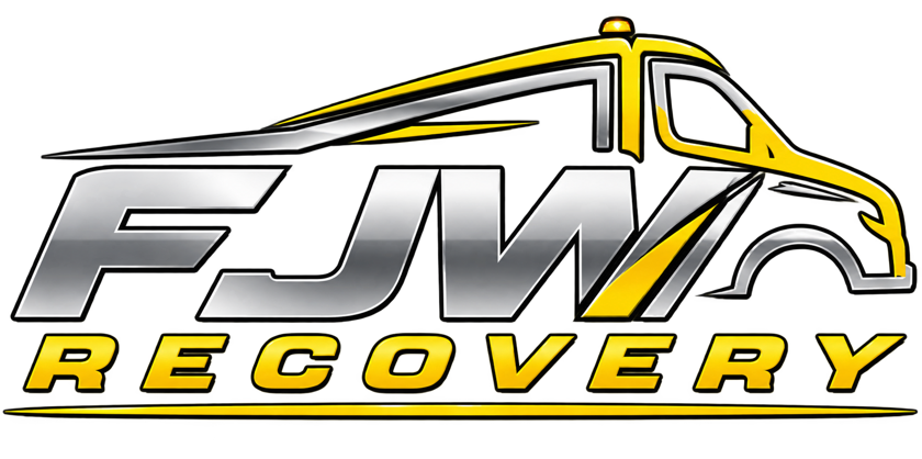FJW Recovery logo in metallic silver and recovery yellow